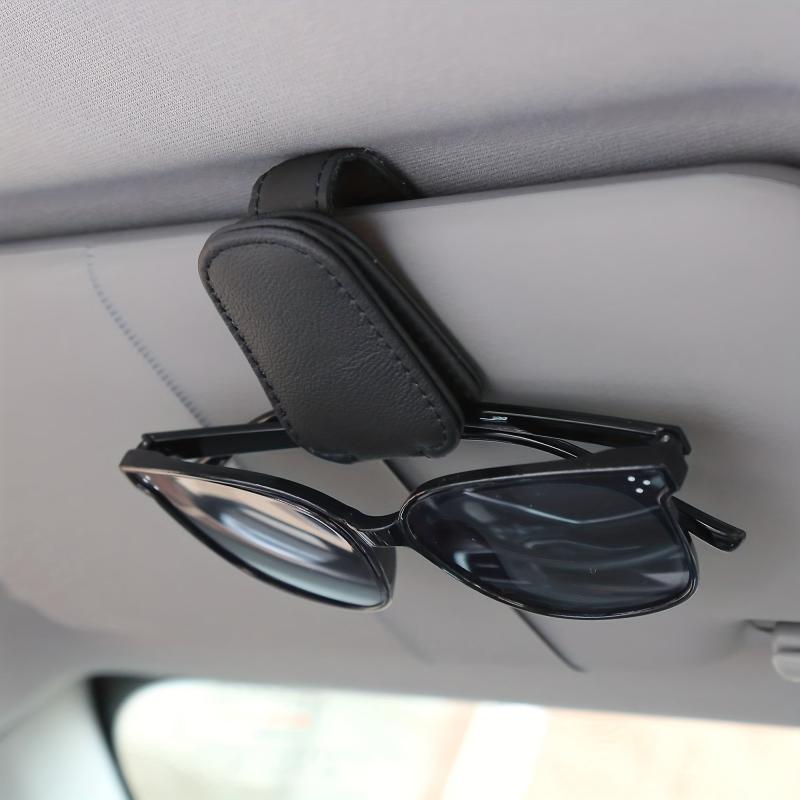 Car Visor Magnetic Leather Eyeglasses Holder