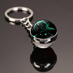 12 Constellations Car Key Ring Starry Sky Luminous Glass Ball Keychain