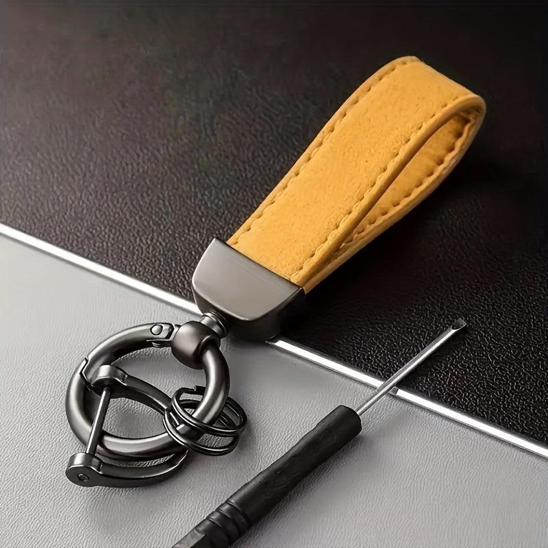 Car Keychain Unisex Leather Key Swivel With Anti Lost D Ring
