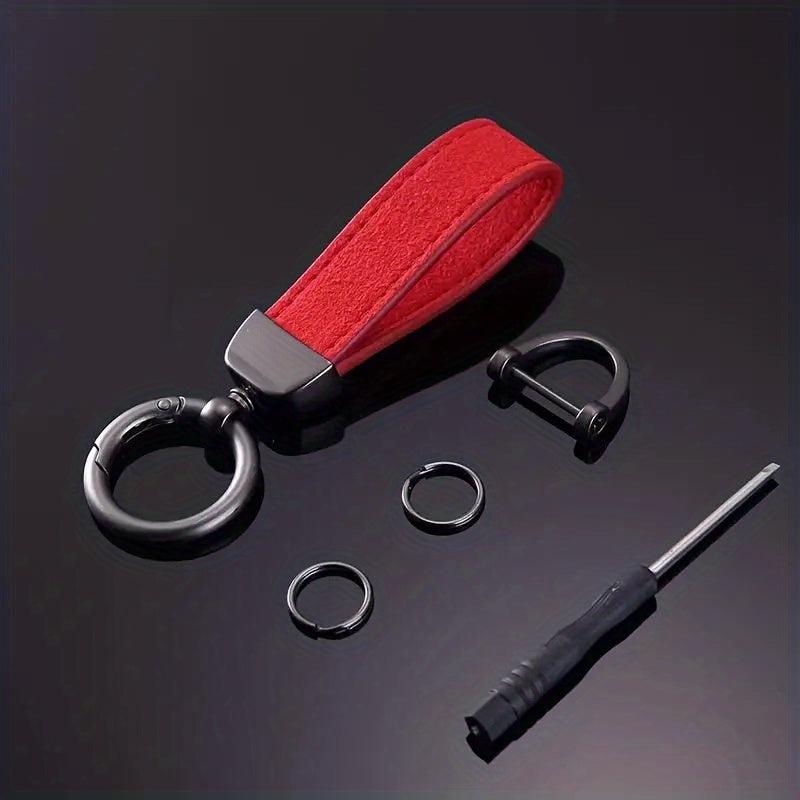 Car Keychain Unisex Leather Key Swivel With Anti Lost D Ring