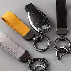 Car Keychain Unisex Leather Key Swivel With Anti Lost D Ring