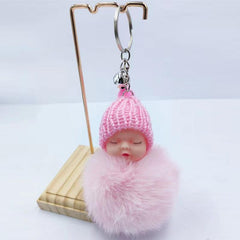 Plush Doll Keychains Pompom Sleeping Baby - Keychain for Women Girl