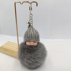 Plush Doll Keychains Pompom Sleeping Baby - Keychain for Women Girl