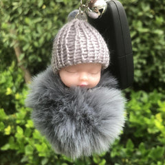 Plush Doll Keychains Pompom Sleeping Baby - Keychain for Women Girl