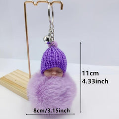 Plush Doll Keychains Pompom Sleeping Baby - Keychain for Women Girl