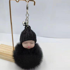 Plush Doll Keychains Pompom Sleeping Baby - Keychain for Women Girl