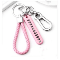 Anti Lost Car Keychain Phone Number Card Keyring Lock Key Ring