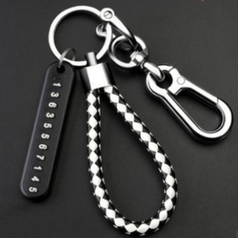 Anti Lost Car Keychain Phone Number Card Keyring Lock Key Ring