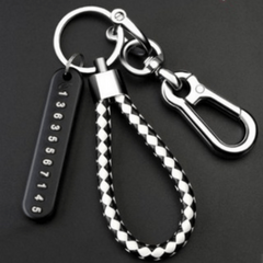 Anti Lost Car Keychain Phone Number Card Keyring Lock Key Ring