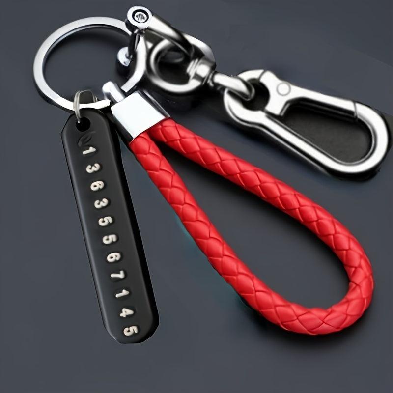 Anti Lost Car Keychain Phone Number Card Keyring Lock Key Ring