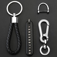Anti Lost Car Keychain Phone Number Card Keyring Lock Key Ring