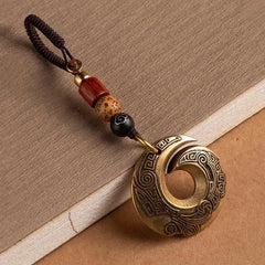 Vintage Chinese Style Lucky Fish Brass Car Pendant Key Chain