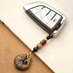 Vintage Chinese Style Lucky Fish Brass Car Pendant Key Chain