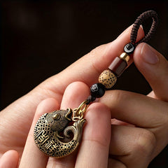 Vintage Chinese Style Lucky Fish Brass Car Pendant Key Chain