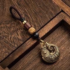 Vintage Chinese Style Lucky Fish Brass Car Pendant Key Chain