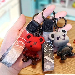 Creative Cartoon Chameleon Bear Keychain Couple Bag Pendant
