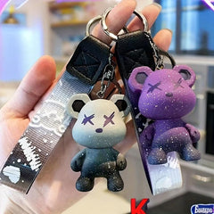 Creative Cartoon Chameleon Bear Keychain Couple Bag Pendant