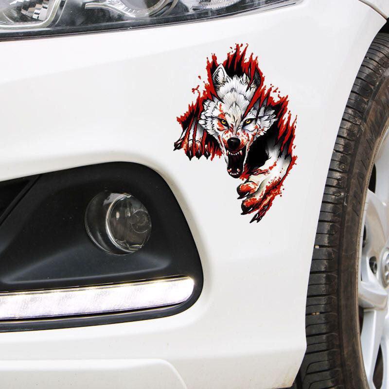 3D Realistic Wolf Head Car Hood Door Scratch Cover Sticker