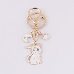 Cute Fluffy Cat Star Moon Car Key Chain Bag Pendant