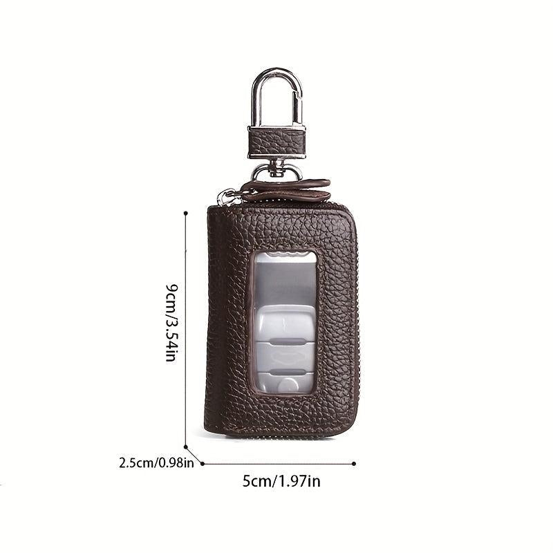 Leather Car Key Case Business Key Shell Waist Hanging Zipper Key Protection Case