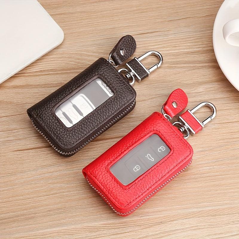 Leather Car Key Case Business Key Shell Waist Hanging Zipper Key Protection Case