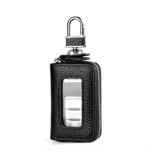 Leather Car Key Case Business Key Shell Waist Hanging Zipper Key Protection Case
