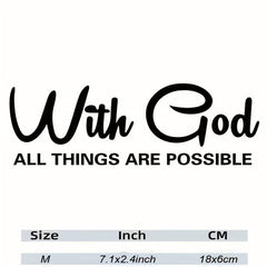 WITH GOD ALL THINGS ARE POSSIBLE Car Sticker Window Decals
