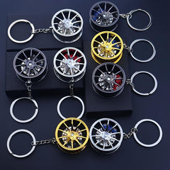 Tire Metal Keychain Car Hub Key Ring Brake Pad Turnable Gift Key Ring