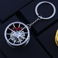 Tire Metal Keychain Car Hub Key Ring Brake Pad Turnable Gift Key Ring