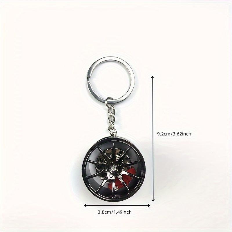 Tire Metal Keychain Car Hub Key Ring Brake Pad Turnable Gift Key Ring