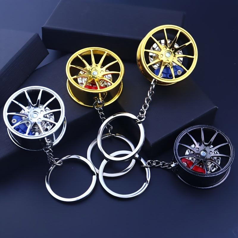 Tire Metal Keychain Car Hub Key Ring Brake Pad Turnable Gift Key Ring