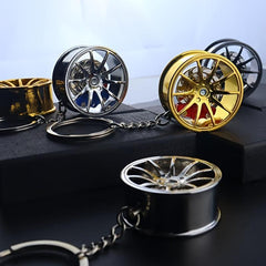 Tire Metal Keychain Car Hub Key Ring Brake Pad Turnable Gift Key Ring