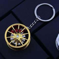 Tire Metal Keychain Car Hub Key Ring Brake Pad Turnable Gift Key Ring