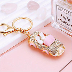 Rhinestone Car Key Chain Metal Ring Bag Pendant