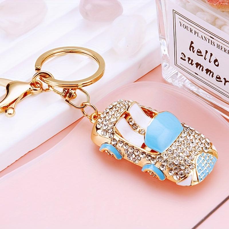 Rhinestone Car Key Chain Metal Ring Bag Pendant
