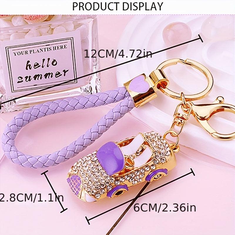 Rhinestone Car Key Chain Metal Ring Bag Pendant