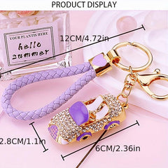 Rhinestone Car Key Chain Metal Ring Bag Pendant