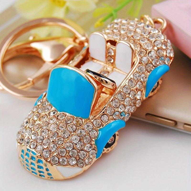 Rhinestone Car Key Chain Metal Ring Bag Pendant