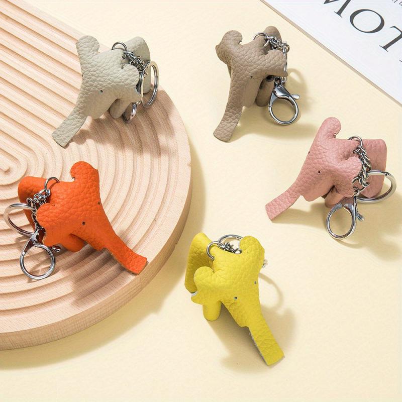 Elephant Keychain Faux Leather Car Key Pendant