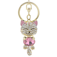 Cat Crystal Rhinestone Keychain for Car Key Rings