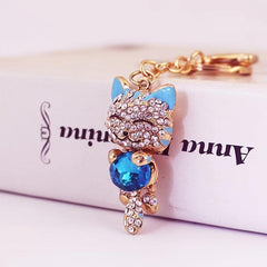 Cat Crystal Rhinestone Keychain for Car Key Rings