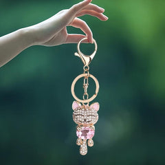 Cat Crystal Rhinestone Keychain for Car Key Rings