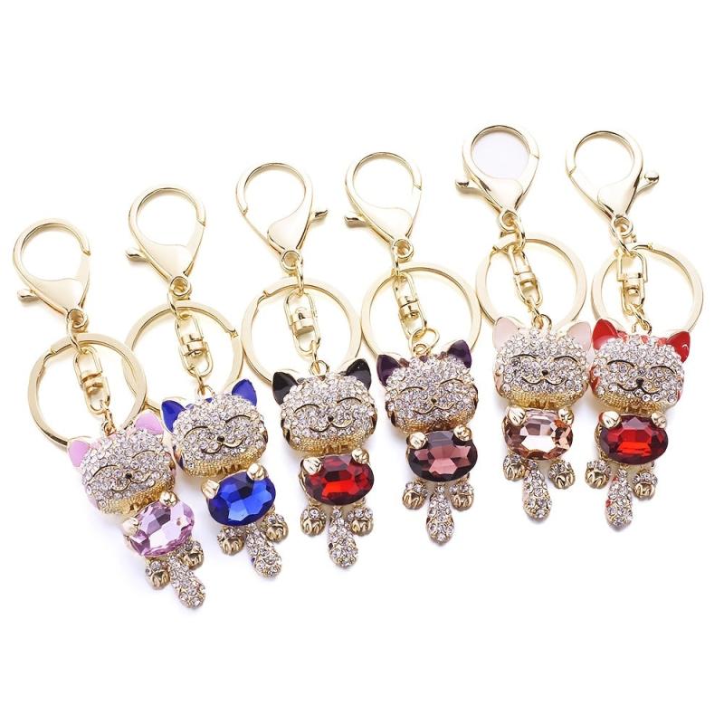 Cat Crystal Rhinestone Keychain for Car Key Rings