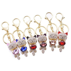 Cat Crystal Rhinestone Keychain for Car Key Rings