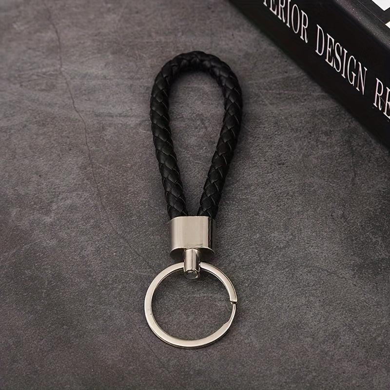5pcs Leather Rope Keychain Braided Car Key Rope Pendant
