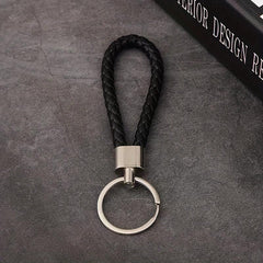 5pcs Leather Rope Keychain Braided Car Key Rope Pendant
