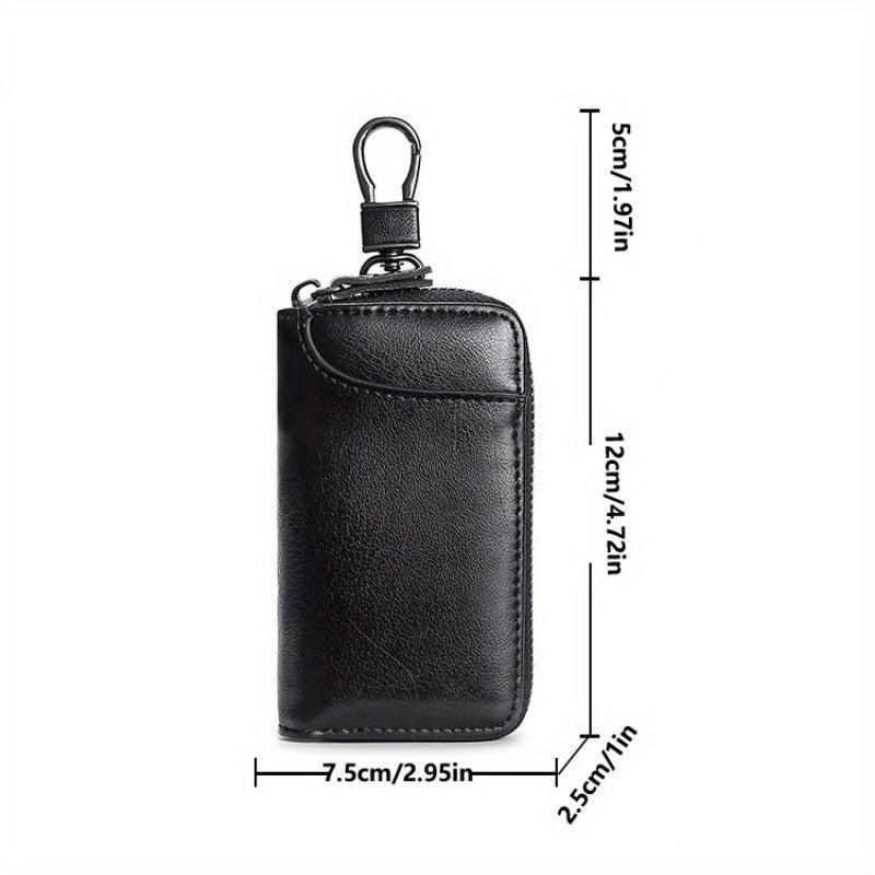 Key Bag Faux Leather Car Key Case Men's Portable Card Holder Red
