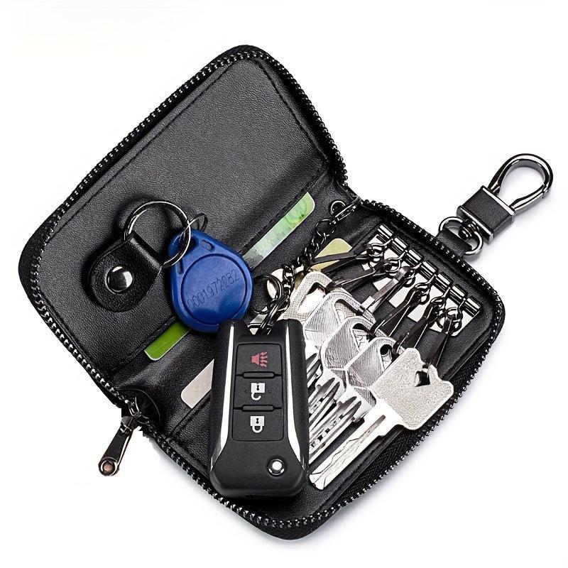 Key Bag Faux Leather Car Key Case Men's Portable Card Holder Red