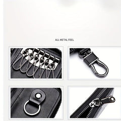 Key Bag Faux Leather Car Key Case Men's Portable Card Holder Red