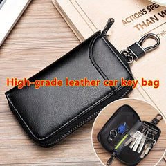 Key Bag Faux Leather Car Key Case Men's Portable Card Holder Red